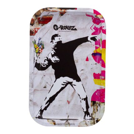 G-Rollz rolling tray Banksy's Graffiti 'Flower Thrower